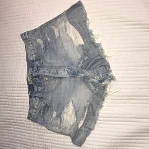 Ripped jean shorts